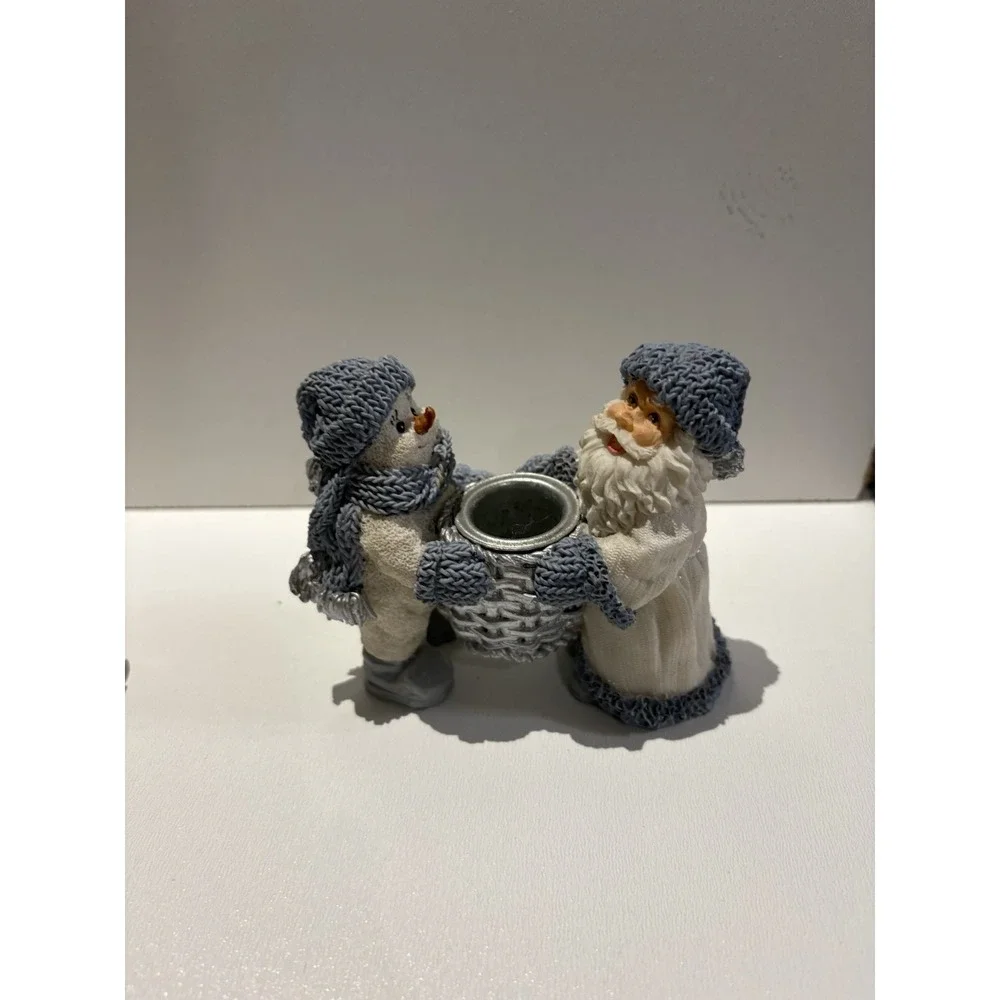 Encore SNOW BUDDIES Snowman And Santa Claus‎ Candle Holder Snowman Vintage 1999